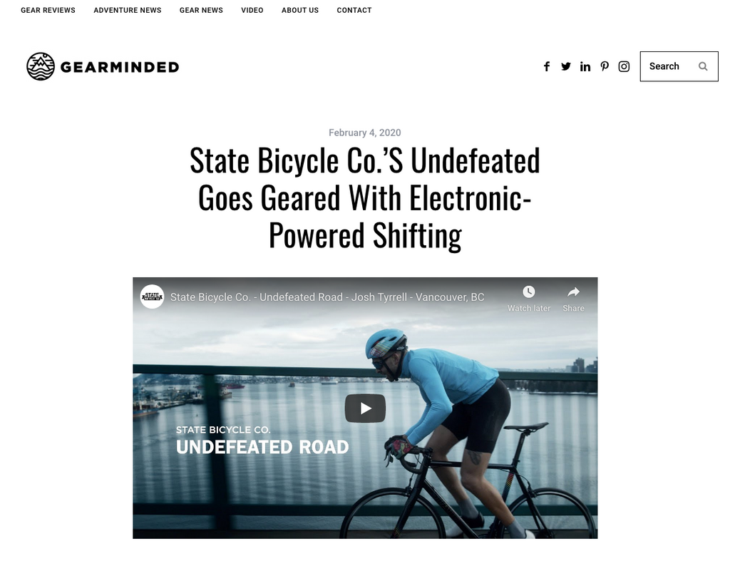 State Bicycle Co.’s Undefeated Goes Geared With Electronic-Powered Shifting