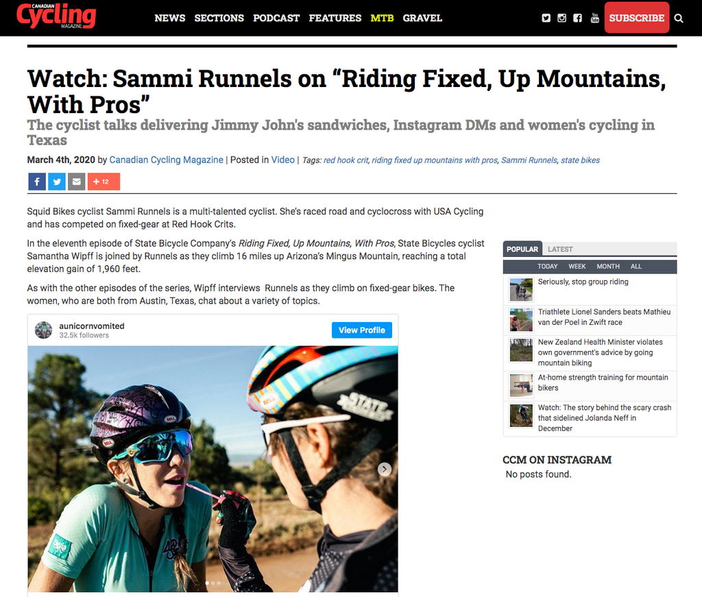 Watch: Sammi Runnels on “Riding Fixed, Up Mountains, With Pros
