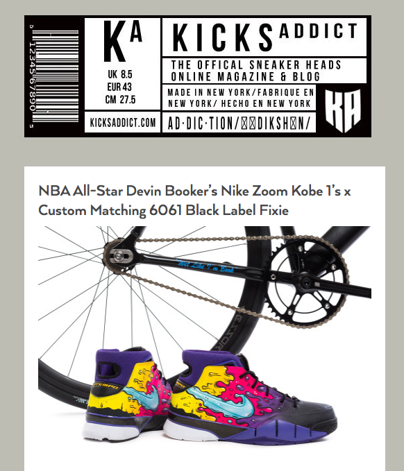 NBA All-Star Devin Booker’s Nike Zoom Kobe 1’s x Custom Matching 6061 Black Label Fixie