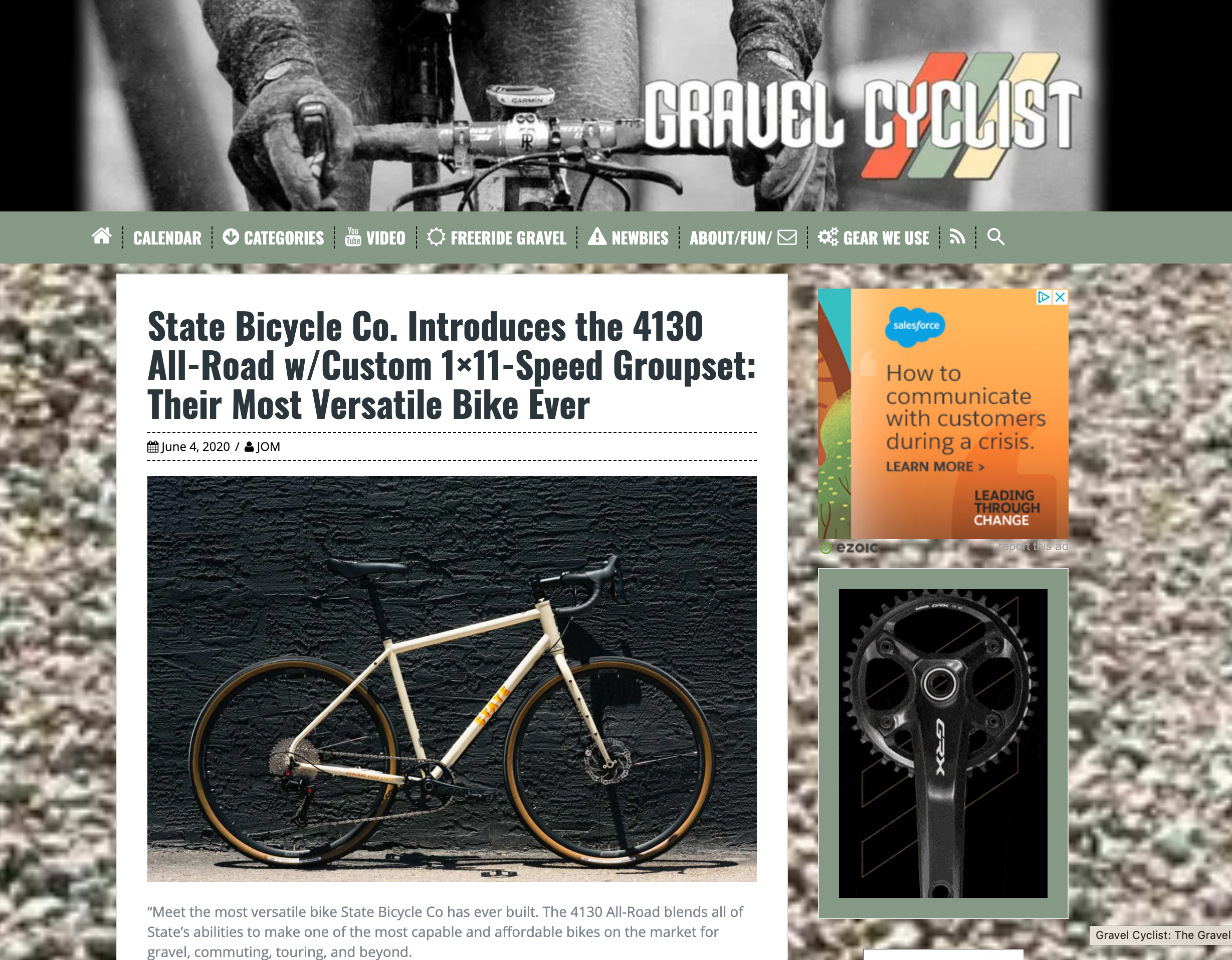Gravel Cyclist: State Bicycle Co. Introduces the 4130 All-Road w/Custom 1×11-Speed Groupset: Their Most Versatile Bike Ever