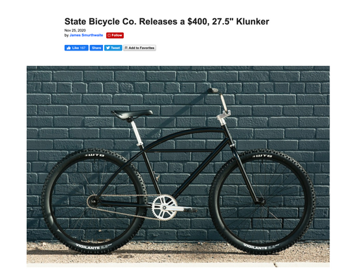 Pink Bike: State Bicycle Co. Releases a $400, 27.5inch Klunker
