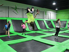 People in trampoline park