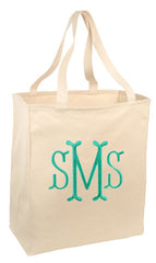 monogrammed grocery tote bag