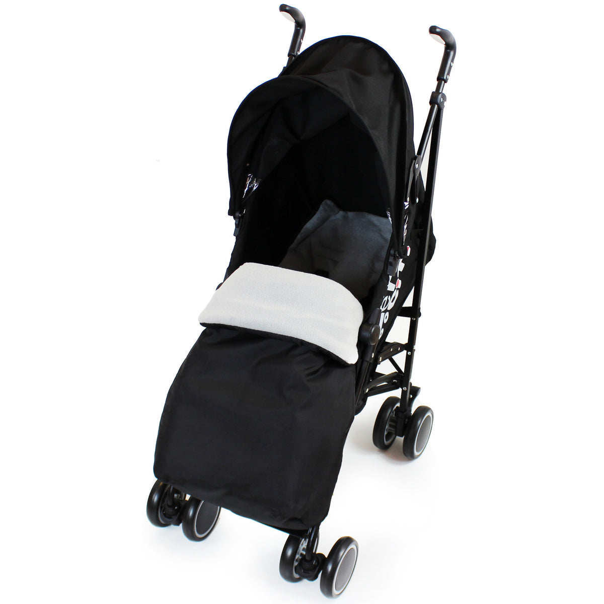 stroller with footmuff and raincover