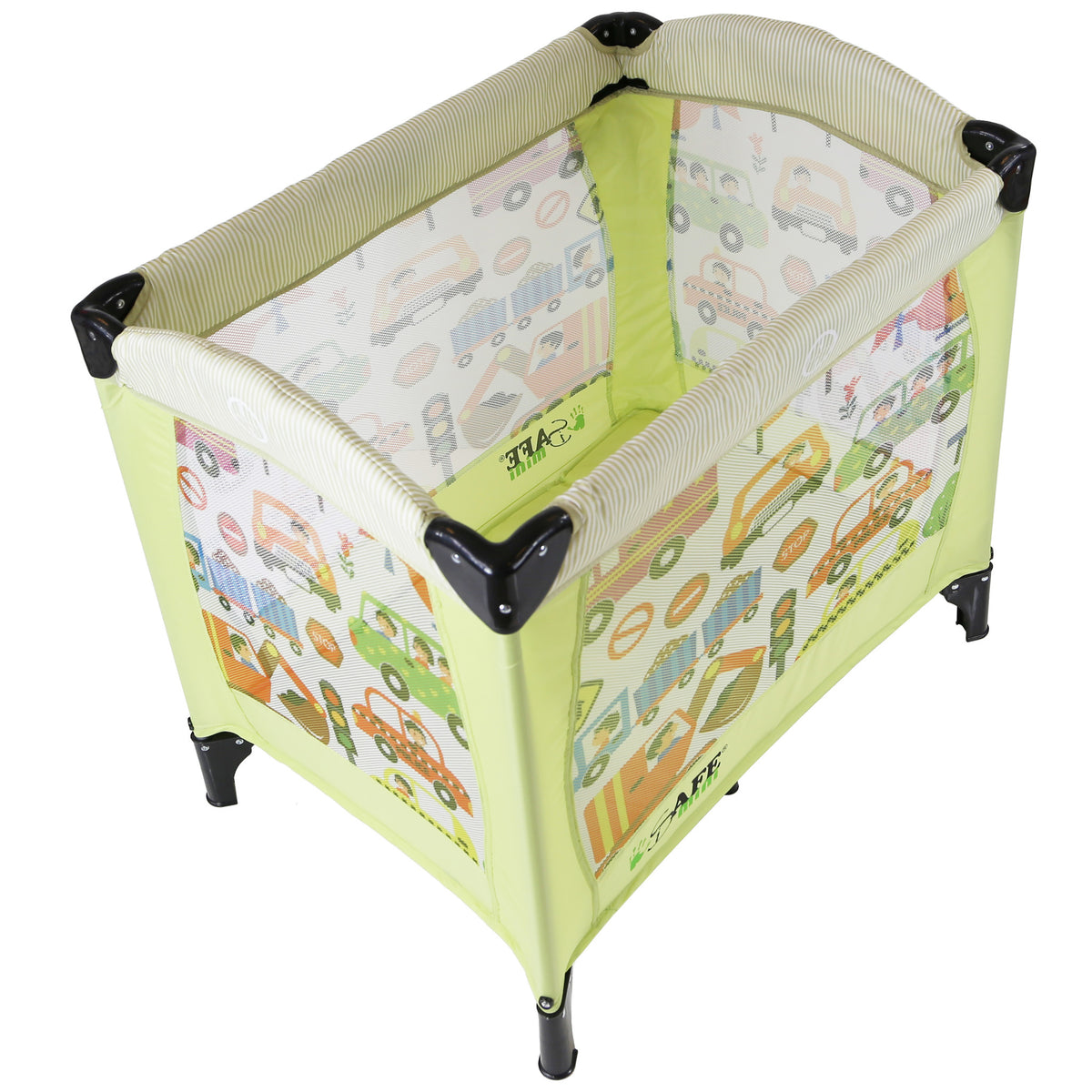 Smiley And Cuddly 81 x 56 x 84 cm Complete With Mattress iSafe Mini Travel Cot With Bassinet And Canopy