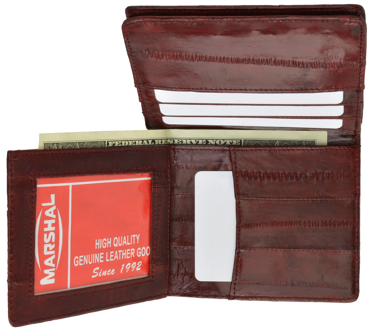 Genuine Eel Skin Leather Woman  Man Long Wallet Coin Purse Slim wallet 