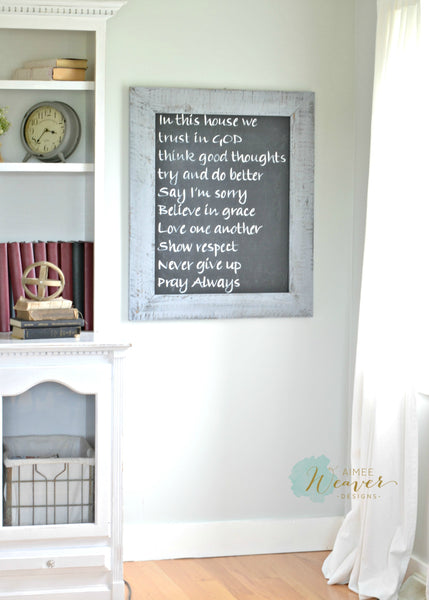 Family rules chalkboard sign by Aimee Weaver Designs