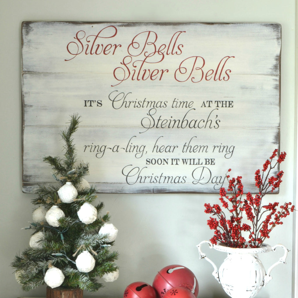 Silver bells Christmas sign