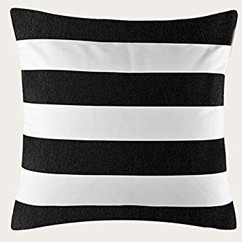 Black and white striped pillow