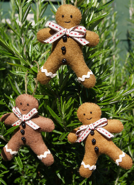 Felt Gingerbread Men Christmas Decorations