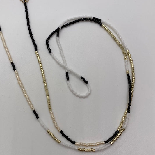 Black, White, & Gold Beaded Necklace