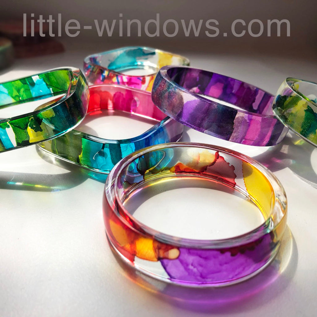 resin casting alcohol inks bangle bracelets