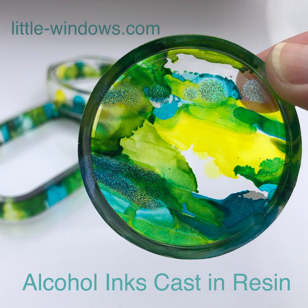 resin casting little windows alcohol inks jewelry suncatcher 