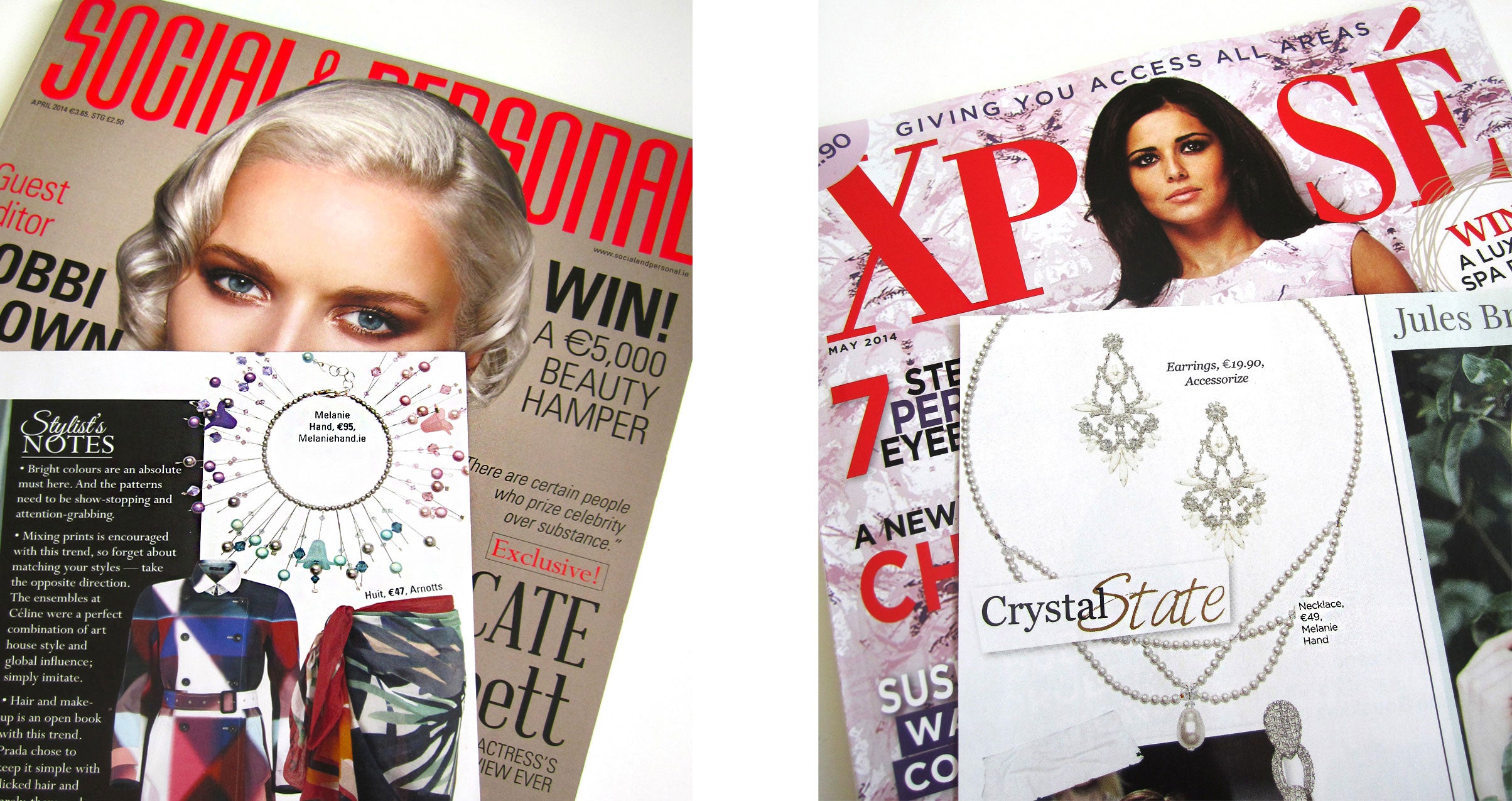 Melanie Hand Irish Designer Jewellery in Xpose and Social and Personal Magazine