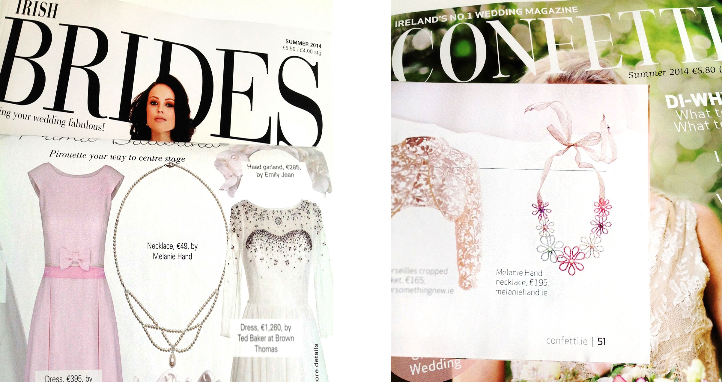 Melanie Hand Irish Designer Jewellery in Irish Brides and Confetti Magazine
