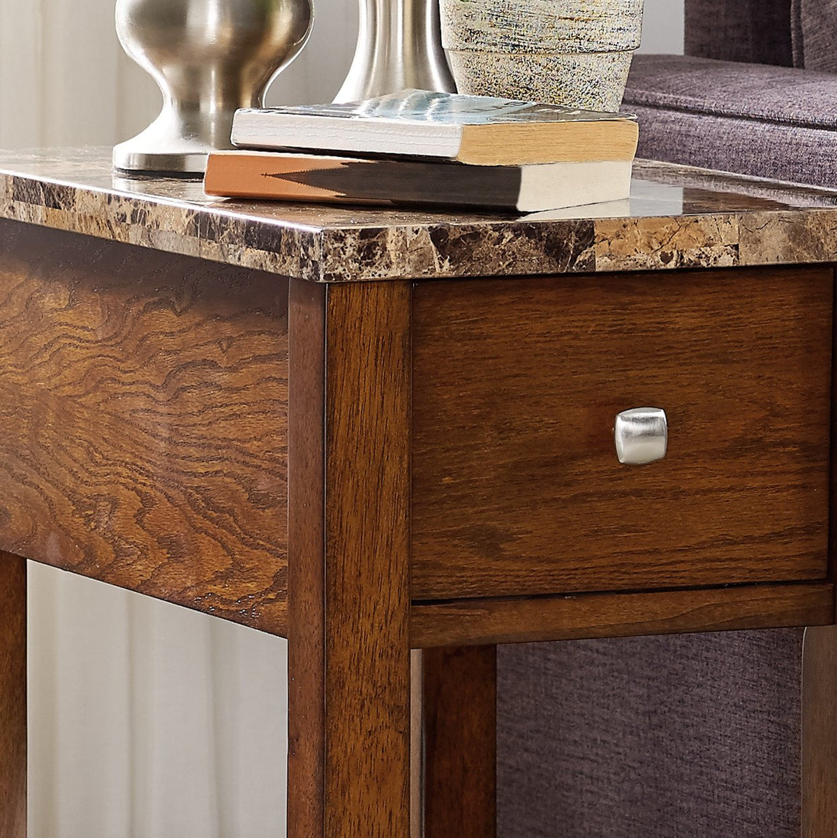 Oak Finish Chair Side End Table – Roundhill Furniture