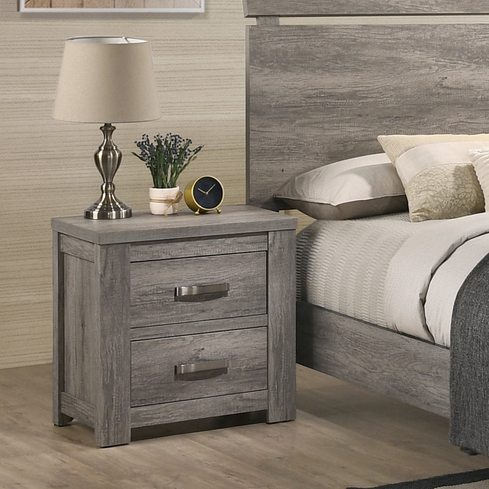 weathered grey nightstand