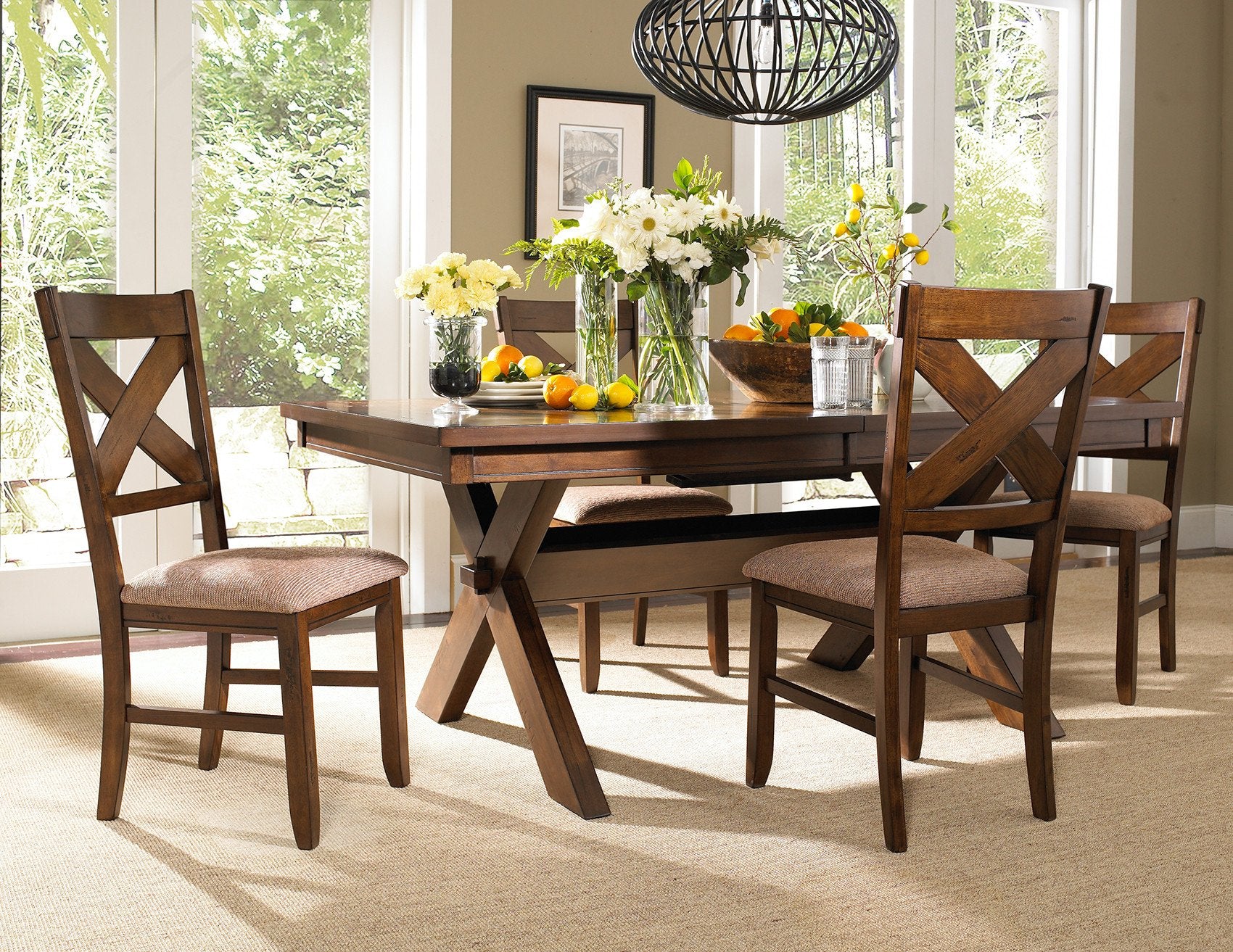 karven solid wood dining set with table chairs and