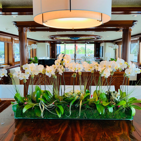 Yacht outfitting|Yacht styling|Yacht florals|Orchids for yacht|outfitting a yacht