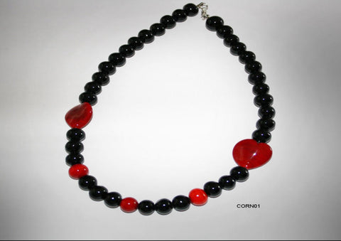 Murano Glass Black Red necklace