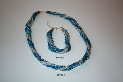 Murano Glass Silver Acquamarine beaded necklace