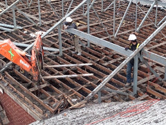 Church Roof Salvage in Salt Lake City: Geneva Steel Mill beams getting prepped