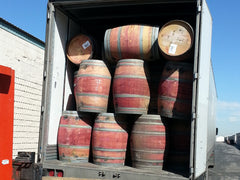 A 53' semi-truck trailer full of beautiful wine barrels.  Each one is unique, and perfect for your project. 