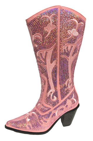 Pink Sequin Cowgirl Bling Boots Helens Heart