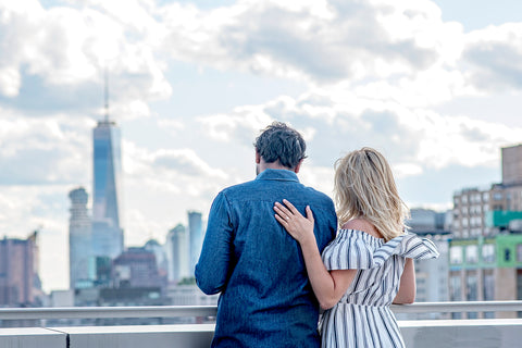 Catherine Angiel couple engaged with a view of NYC