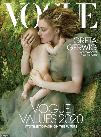 Vogue Print Cover of Greta Gerwig wearing Catherine Angiel