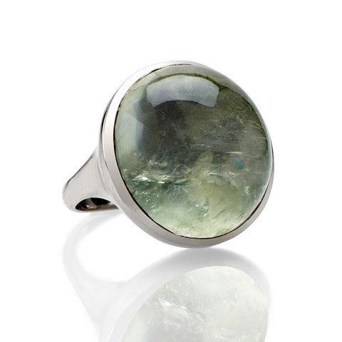Home  Designer Diamond Rings  Green Amythest Cabochon Ring