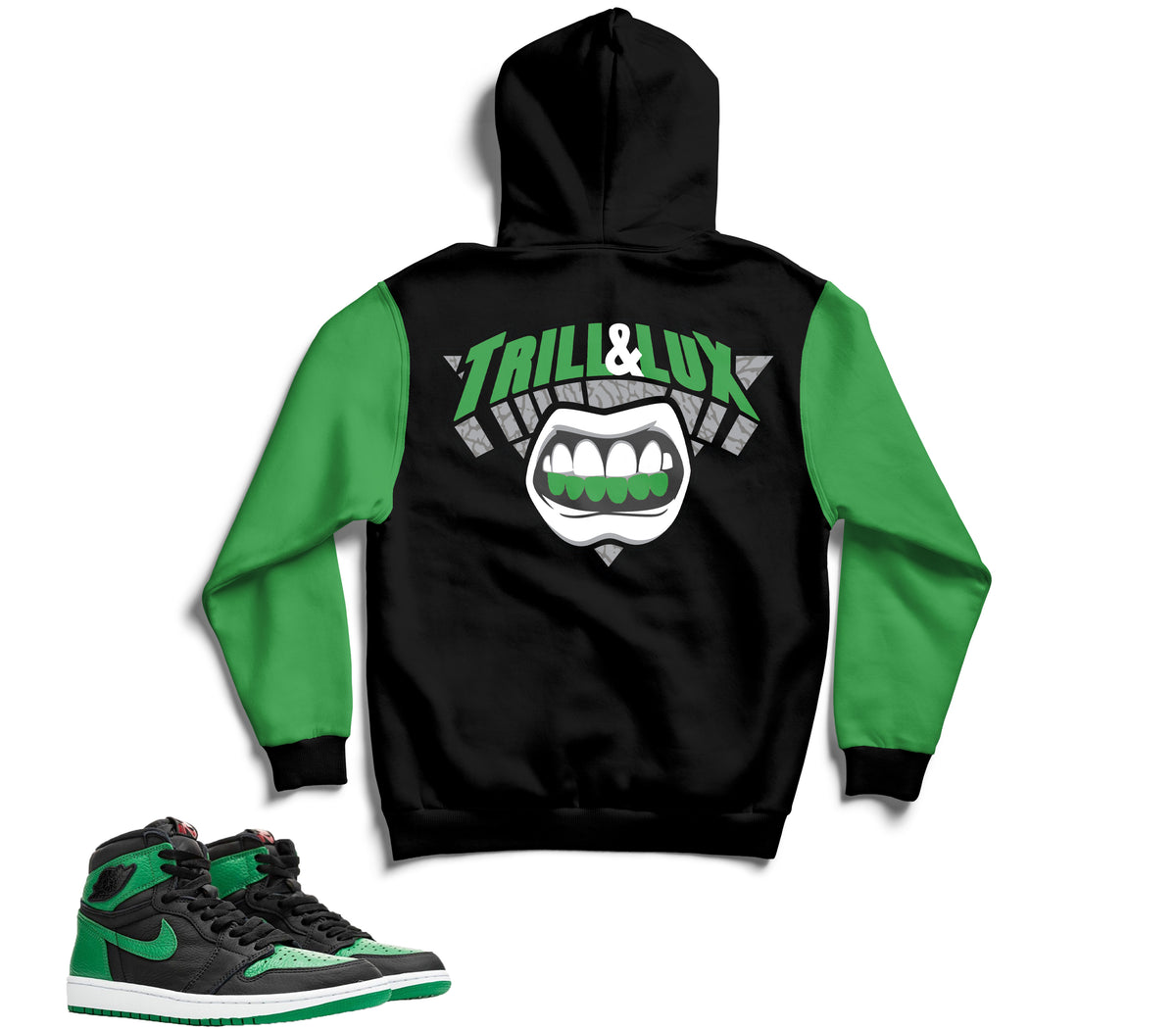 black and pine green hoodie