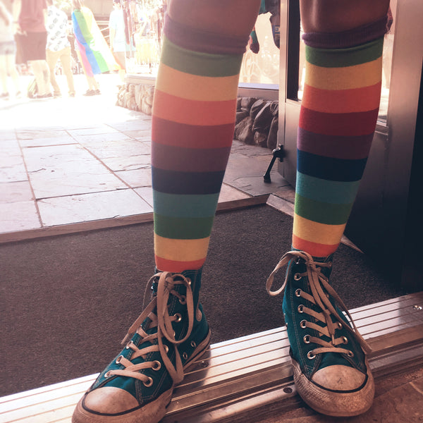 Cute rainbow socks with Chuck Taylor All-Star shoes
