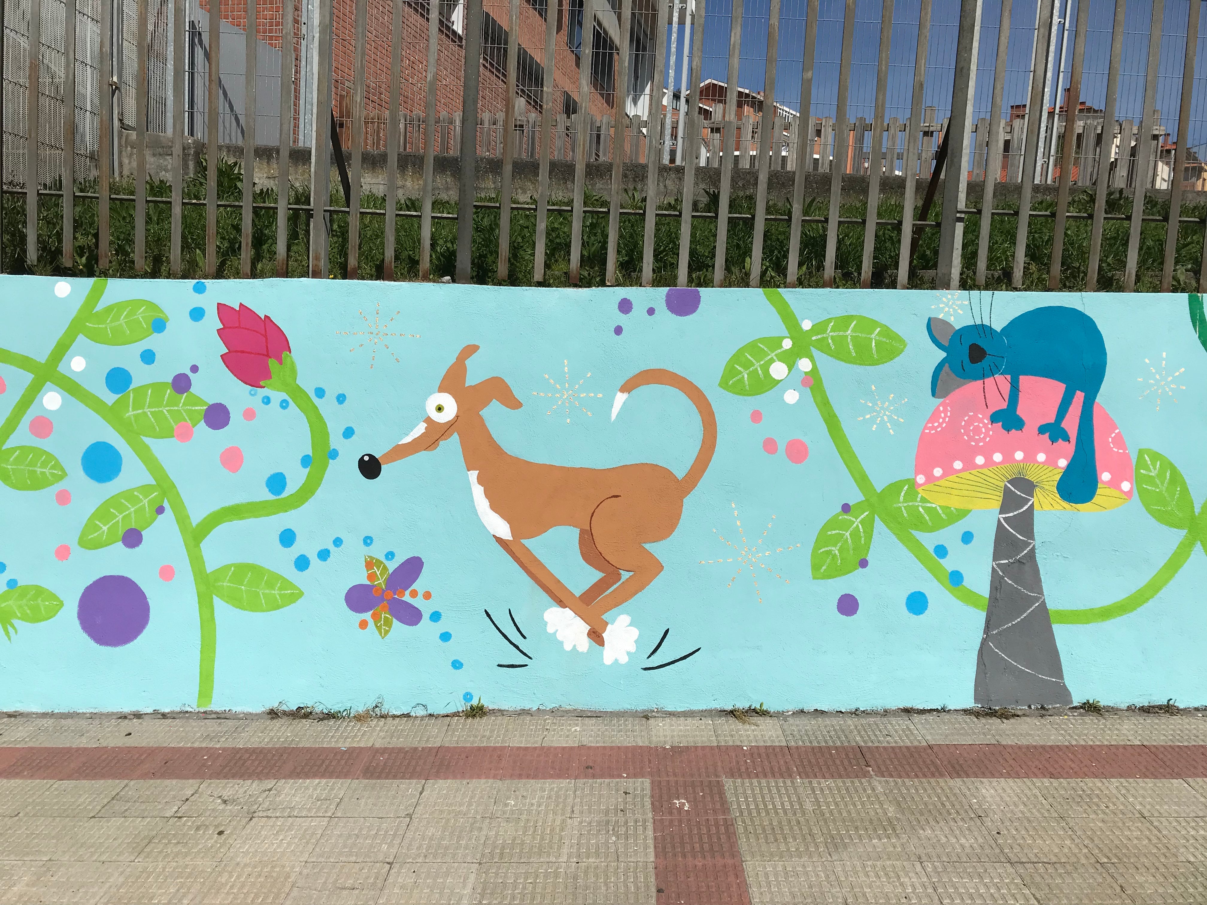 Perro, Dog, mural, Street art, colegio, mural 