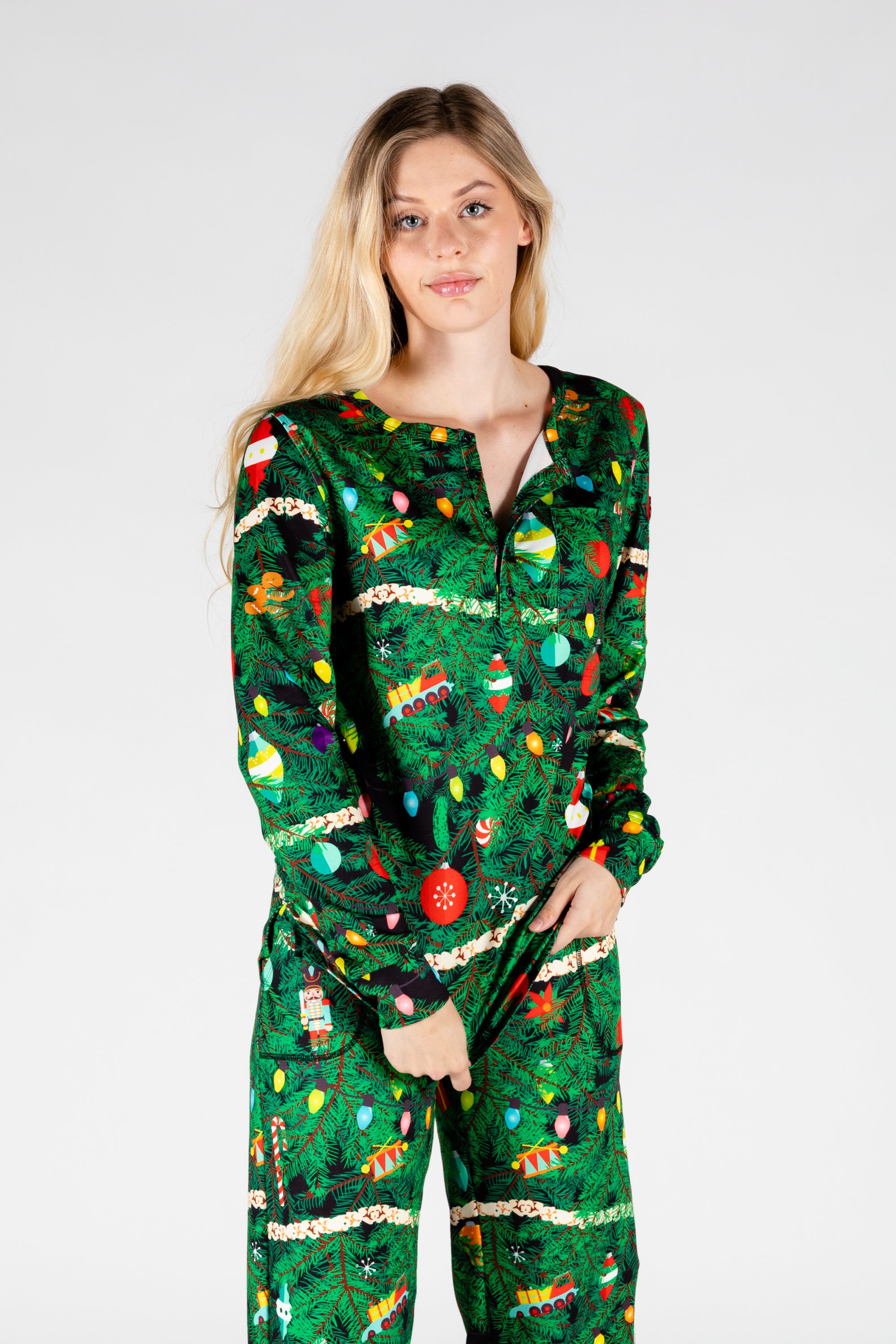 onthouden mijn Herenhuis Women's Christmas Tree Print Pajama Top | Christmas Tree Camo