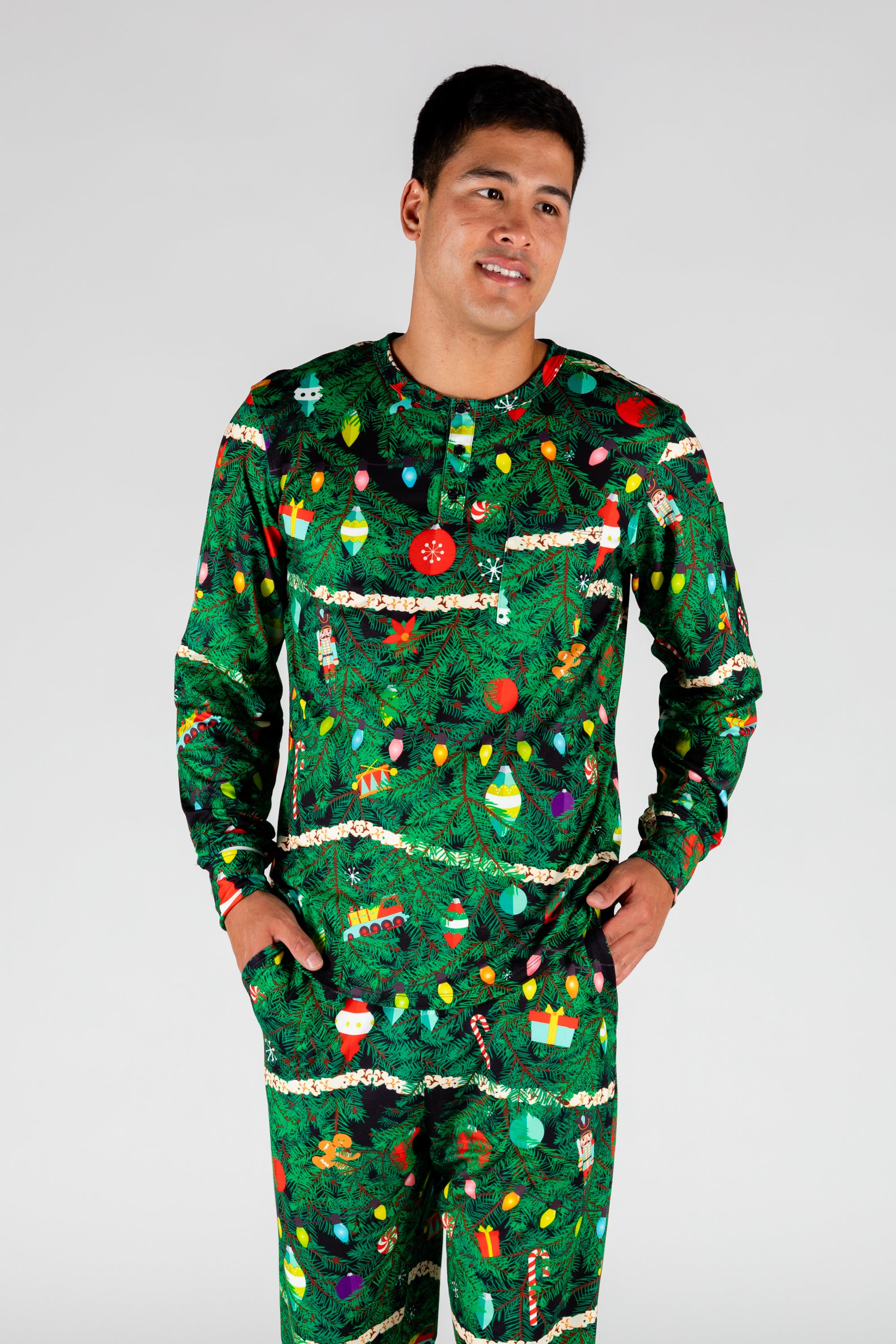 Piket Speciaal voor de helft Men's Christmas Tree Pajama Top | The Christmas Tree Camo