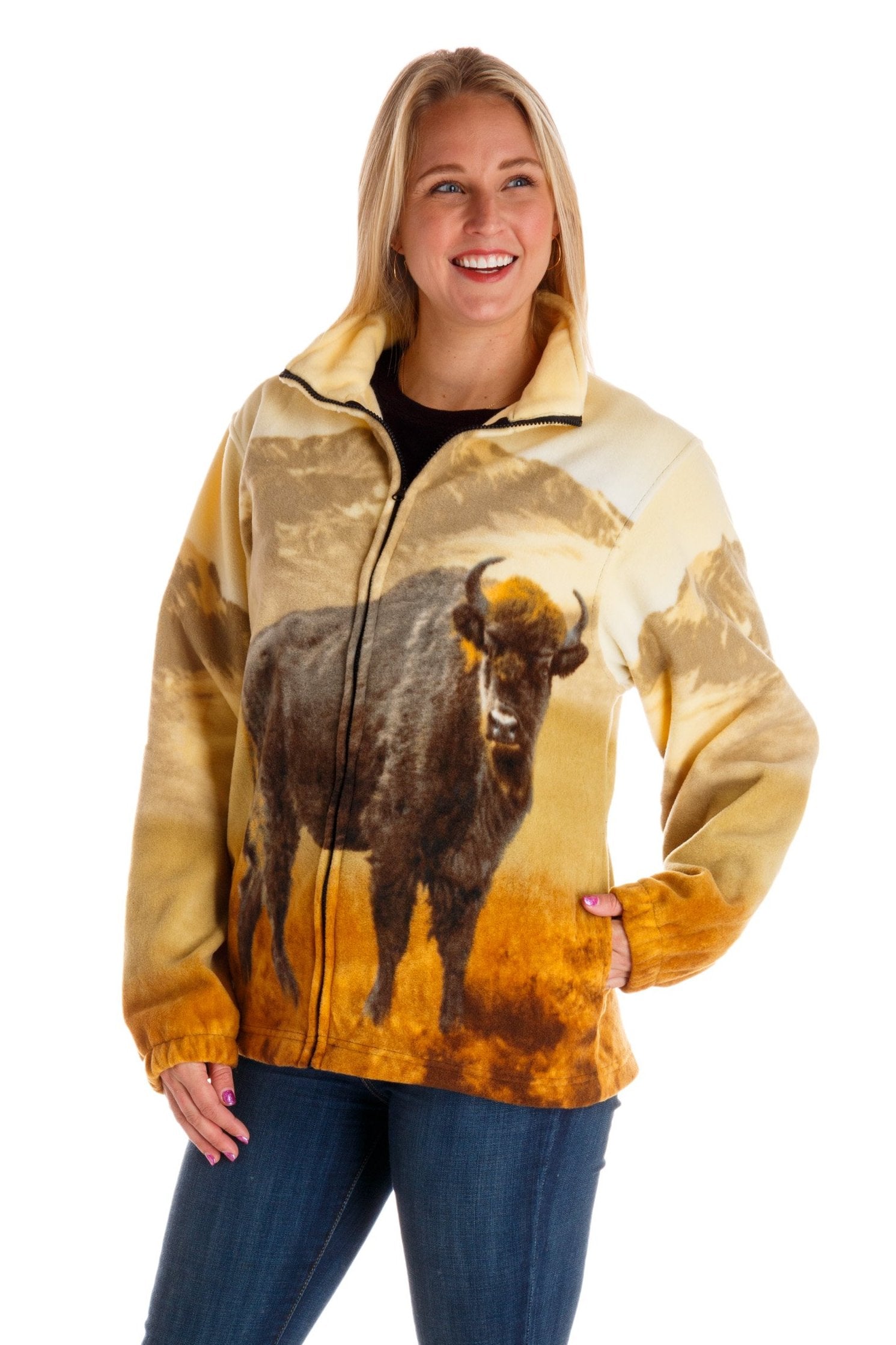 Ladies Buffalo Animal Print Fleece Jackets | In The Buff