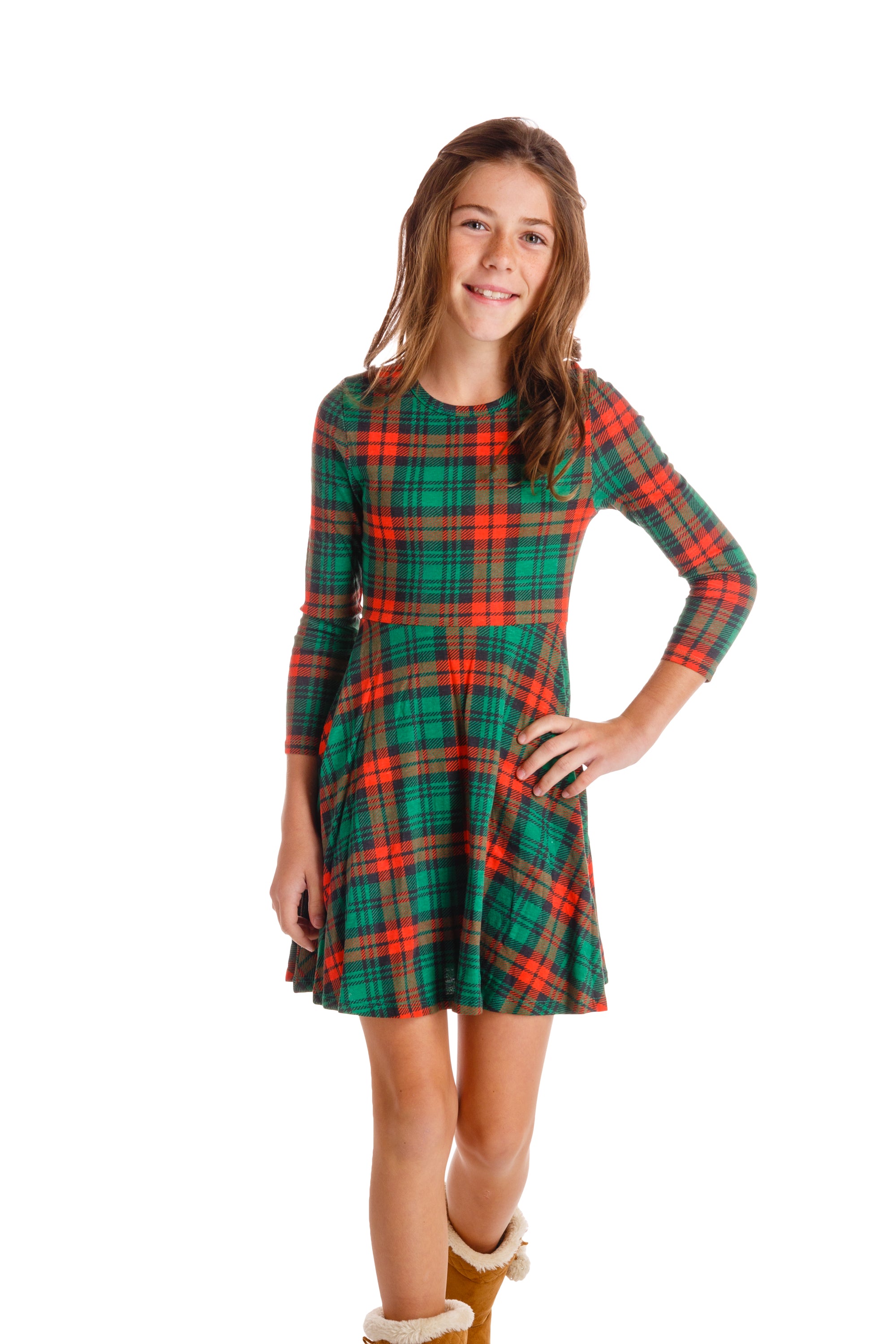 red and green plaid christmas dress