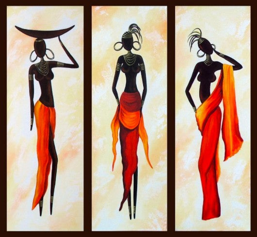 African Woman Painting, African Girl Art, Abstract Figure Art, Dining Room Abstract Painting