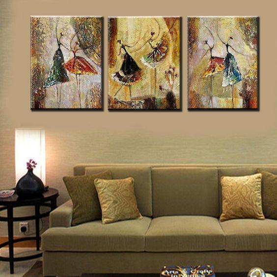 Modern Abstract Artwork, Ballet Dancers Painting, 3 Piece Paintings, Wall Art Painting for Bedroom, Abstract Painting for Sale