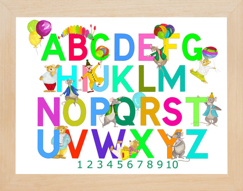 Multicoloured Alphabet And Numbers With Mixed Characters