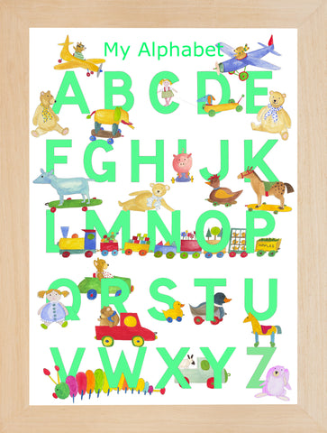 Pale Pistachio Green Alphabet With Toys