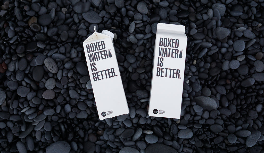 Boxed Water on Rocks