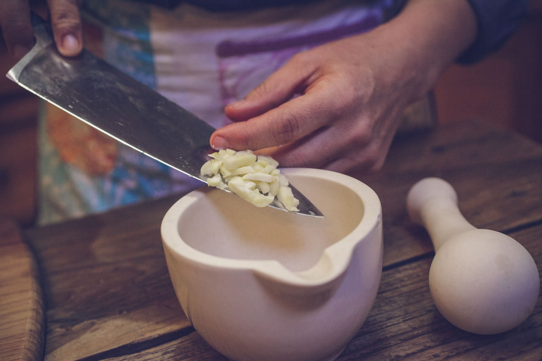 pound garlic into paste