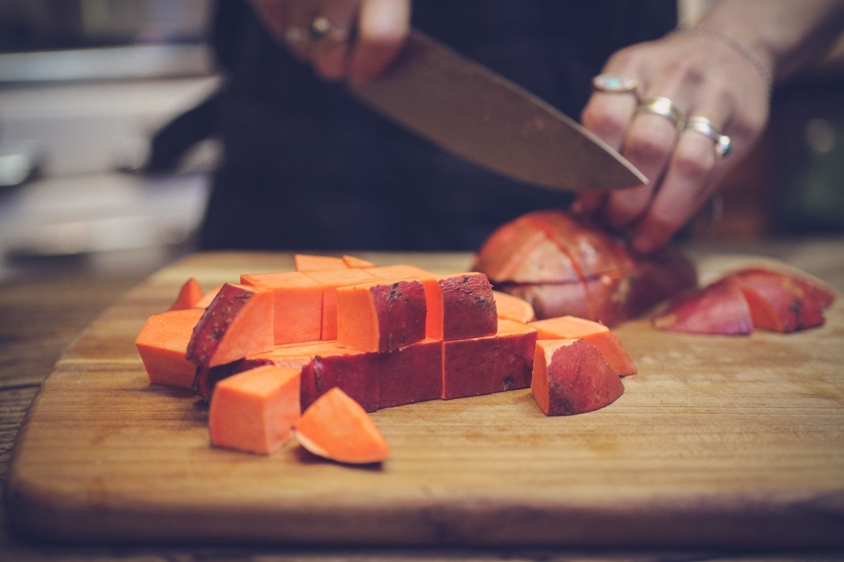 cut sweet potatoes