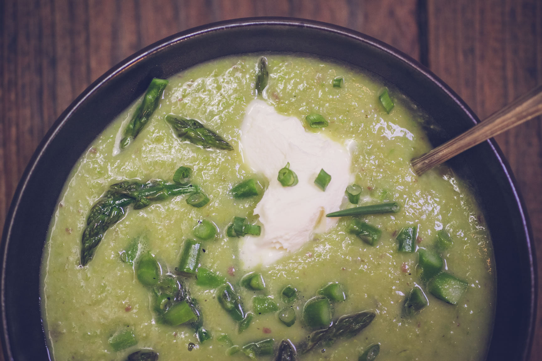 asparagus soup with creme fraiche