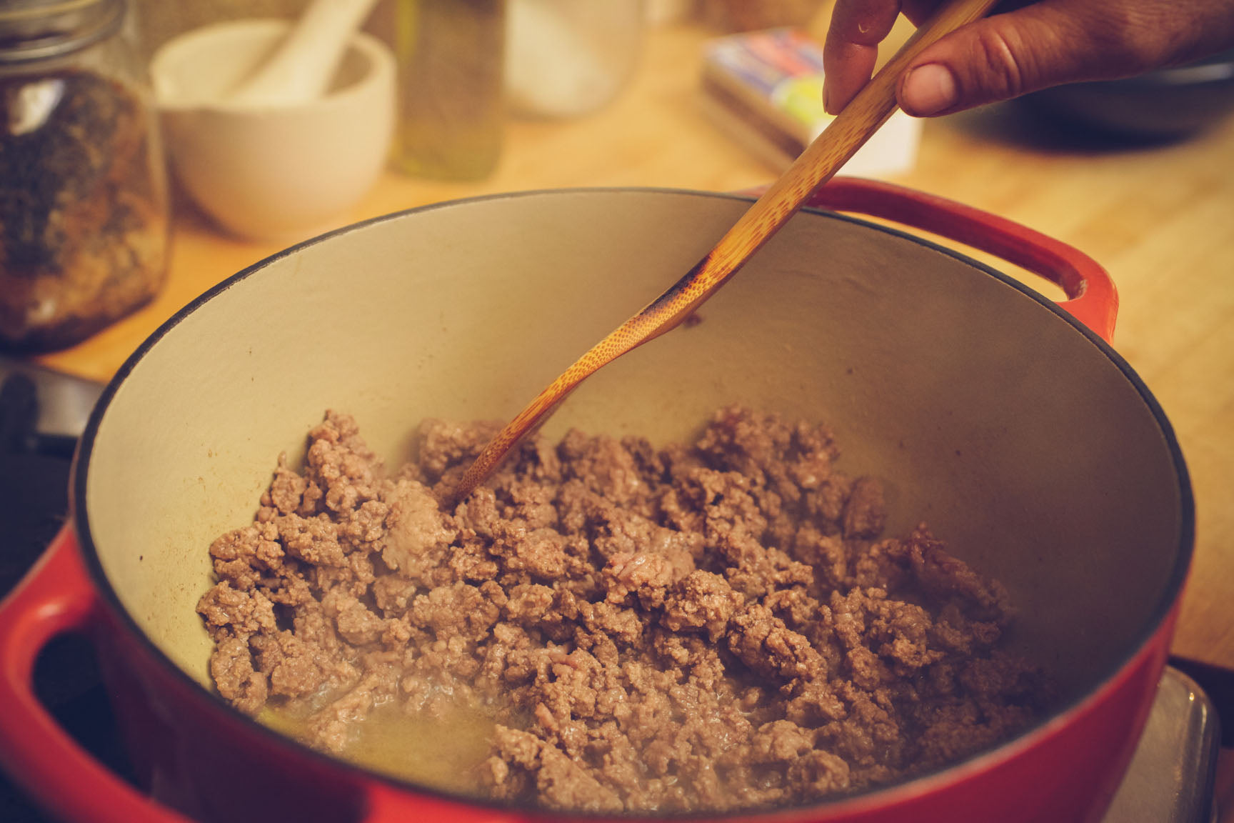 brown ground meat
