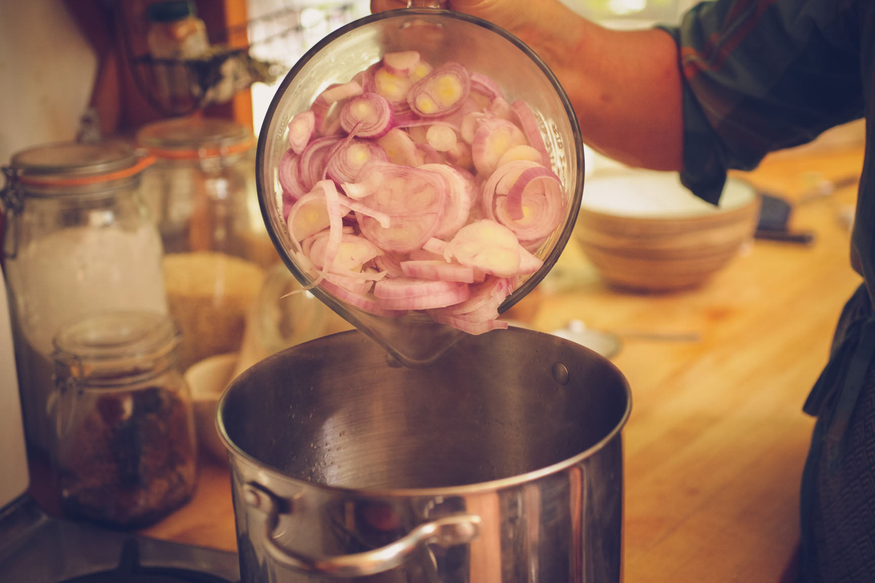 add onions to pot