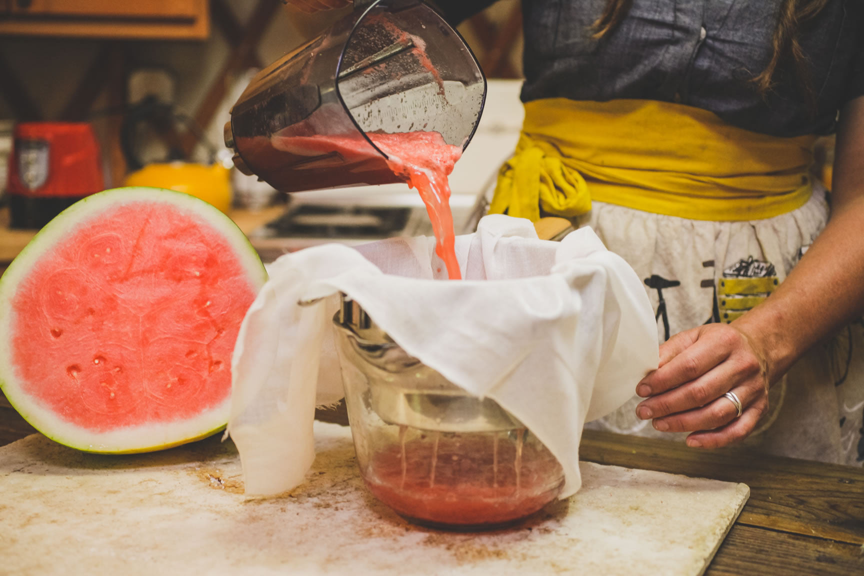 strain through cheese cloth