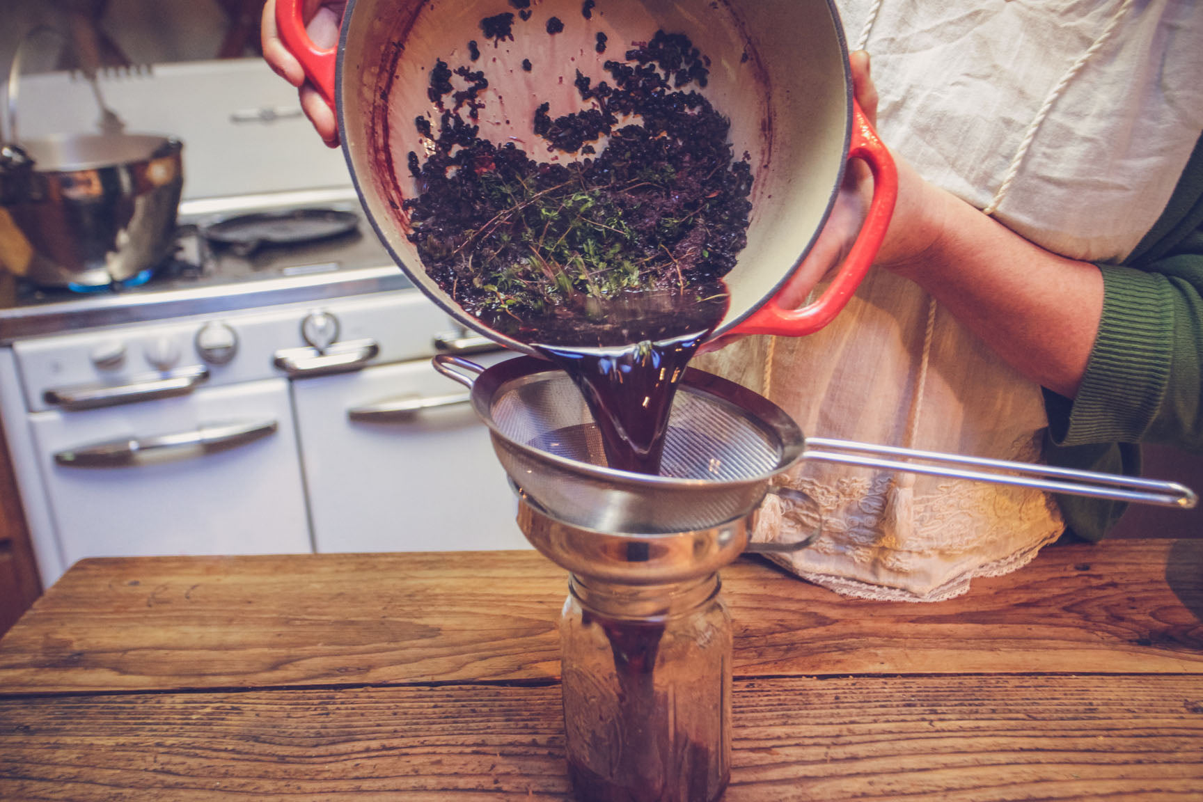 pour through strainer